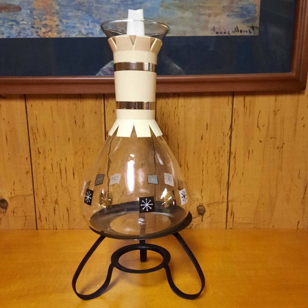 Vintage Inland Glass Coffee Carafe with Warmer